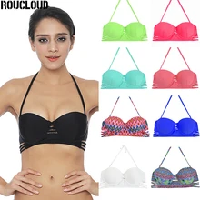 Женский сексуальный Микро Бикини Топ Холтер Купальник Бразильский бикини Крест Ruched бюстгальтер купальный костюм с пуш-ап Одноцветный купальник T611