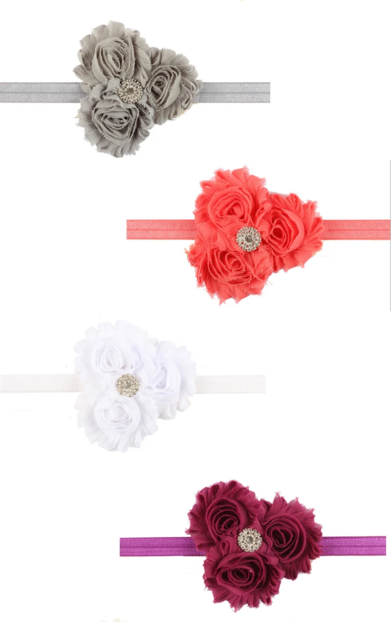 Новая модная детская резинка для волос три потертых цветочных пояса с алмазной стороной цветок карамельных цветов детские цветочные девушки аксессуары для волос