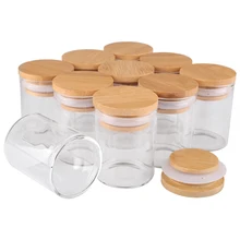 12 Pieces 60ml Test Tubes with Bamboo Caps 47*60mm Spice Jars Glass Vials Candy Jar Glass Pill Containers for Wedding Craft DIY
