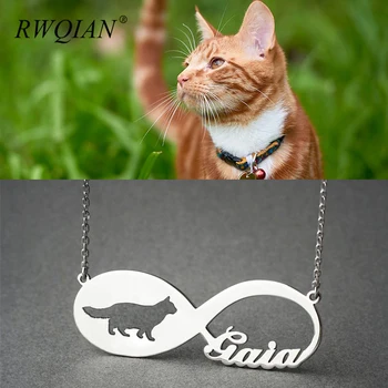 

Infinite Symbol Custom Name Necklace Cat Icon Pendants Gold Stainless Steel Personalized Nameplate Necklaces for Women Jewelry