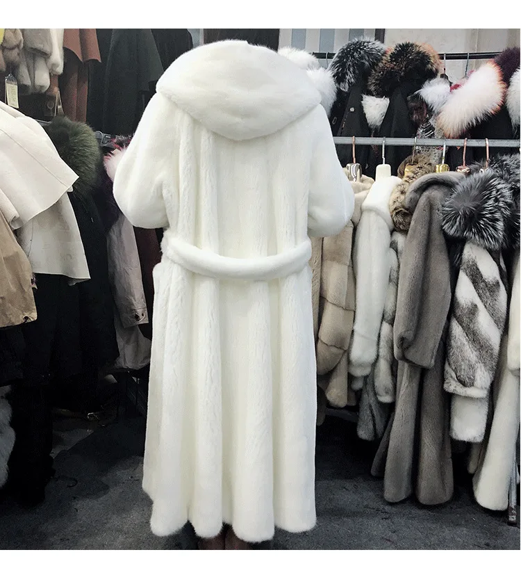 Женское пальто с искусственным мехом, новинка, имитация водной гривы, большой размер, бархатное, женское, однобортное, с большим карманом, длинное, толстое, с капюшоном, J10262