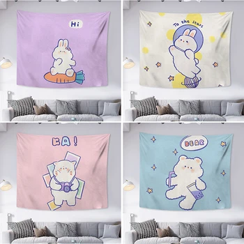

Cute Rabbit Tapestry Nordic Wall Hanging Home Decor Wall Tapestry Kawaii Bear Carpet Wall Cloth Tapestries