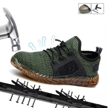 

Dropshipping Men And Women Steel Toe Air Safety Boots Indestructible Men Shoes Puncture-Proof Work Sneakers Breathable Shoes