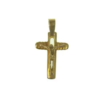 

Cross with Christ for communion yellow gold first law