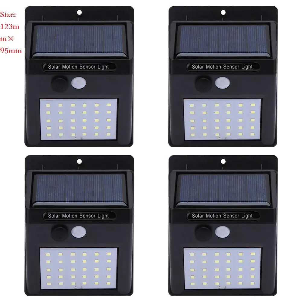 4Pcs 30LED 1-4 года шт. 20 Вт, 30 Вт, 100 светодиодов Открытый солнечный светильник движения PIR Сенсор Солнечный садовый светильник энергосберегающие уличные Путь Настенный светильник уличный светильник - Испускаемый цвет: 4Pcs 30LED