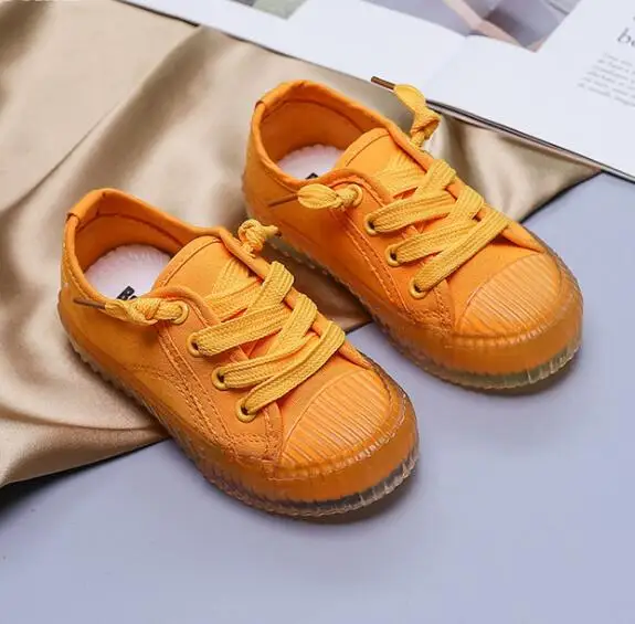 Конфеты Цвета детская обувь, женские кроссовки Размеры 25-36 Демисезонный обувь для детей парусиновые туфли для мальчиков, зеленый, черный, белый, оранжевый - Цвет: Yellow