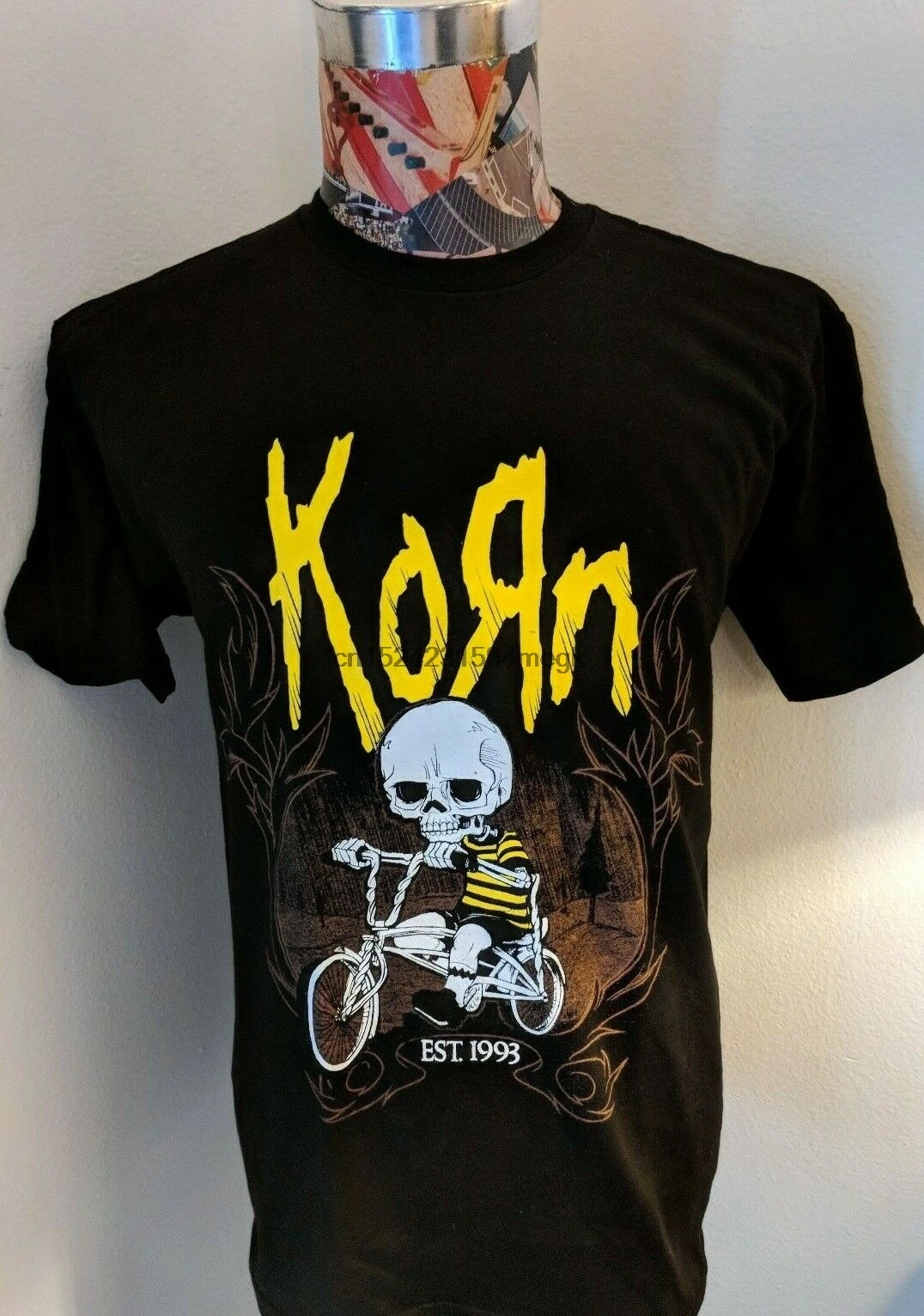 Новый KORN желтая Группа Логотип EST 1993 скелет мальчик велосипед черный NU Металл
