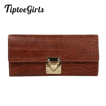 

Alligator Pattern Lady Wallet Long Day Clutch Wallet Good Quality Buckle Women Purse Triangle Folding Wallets Casual Girls Purse