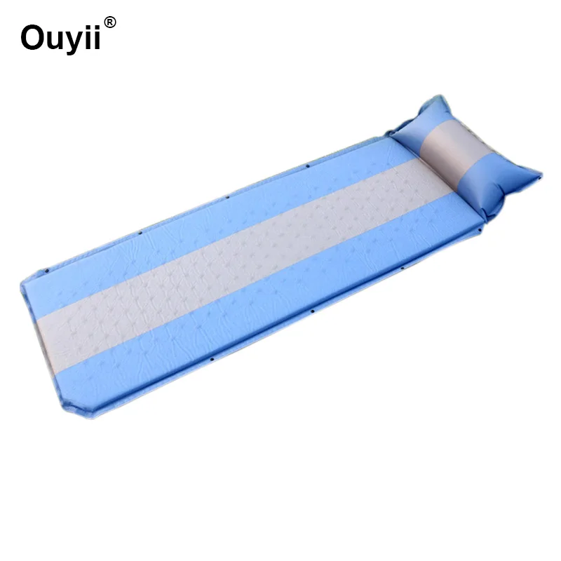 Gray and blue Складной коврик для сна для походов на открытом воздухе, Одноместный толстый влагостойкий надувной матрас, мягкий надувной матрас, водонепроницаемый коврик - Цвет: Gray and blue