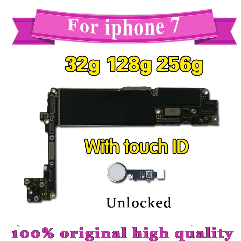 

32gb / 128gb / 256gb for iPhone 7 Motherboard without / with Touch ID,Original unlocked for iphone7 logic board with Chips