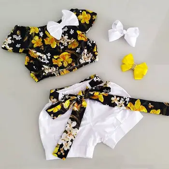 

Pudcoco Brand 2PCs Newborn Baby Kid Girl Summer Outfits Floarl Top T-shirt Solid Short Pant Fashionable Casual 1-5T