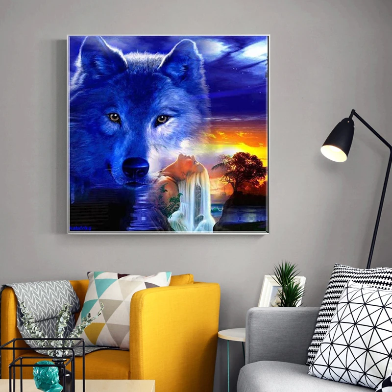 Miaodu Women Wolf Landscape Diy Diamond Painting Cross Stitch Msaic Home Decoration Embroidery Handmade Arts Craft Paintings | Дом и сад