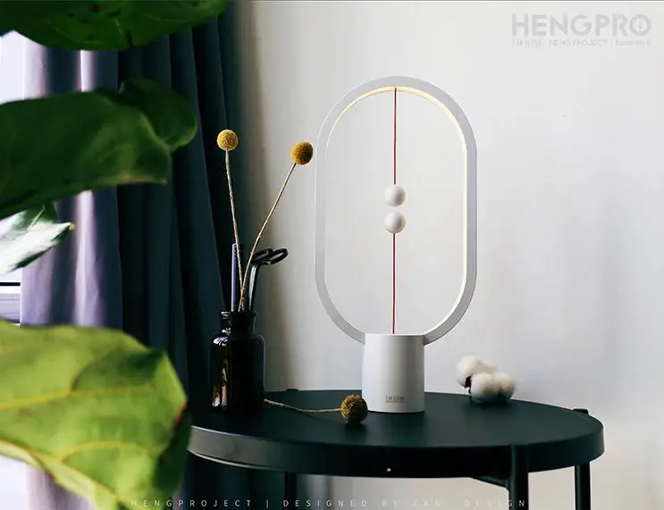 Прямая поставка, перезаряжаемый от USB, HENGPRO, Балансирующий светодиодный светильник, эллипс, магнитный, средний, воздушный переключатель, сенсорный, затемняющий, Ночной светильник, домашний декор