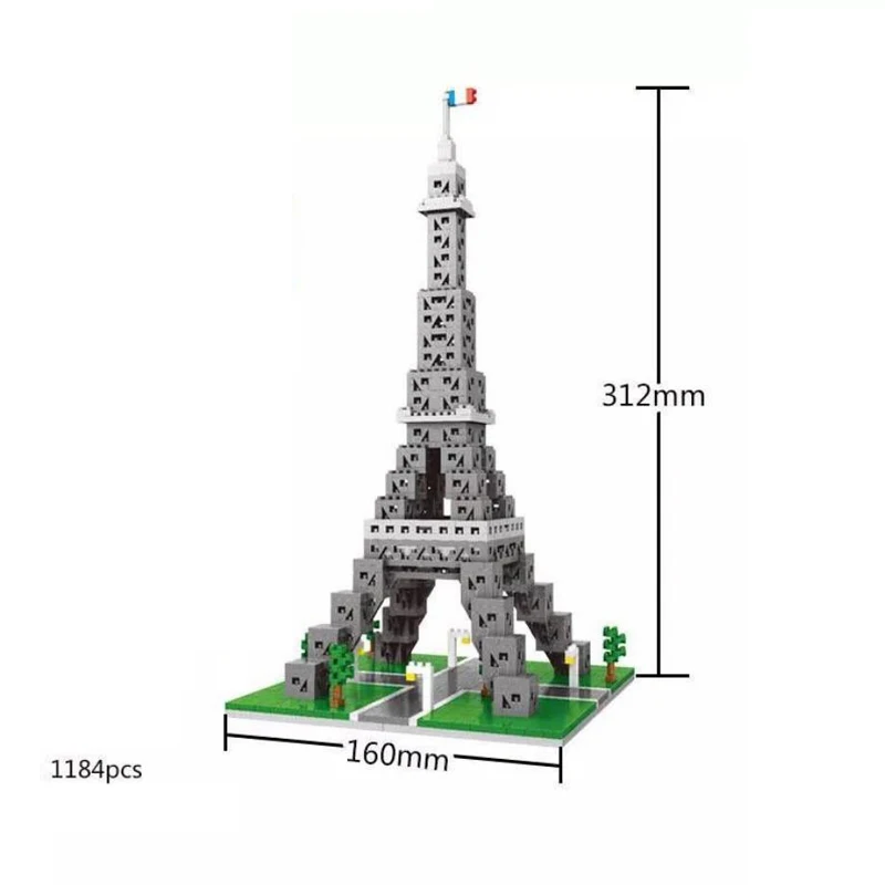 Франция Париж Эйфелева башня микро алмазный строительный блок всемирно известная архитектура нанокирпичи образование игрушки коллекция