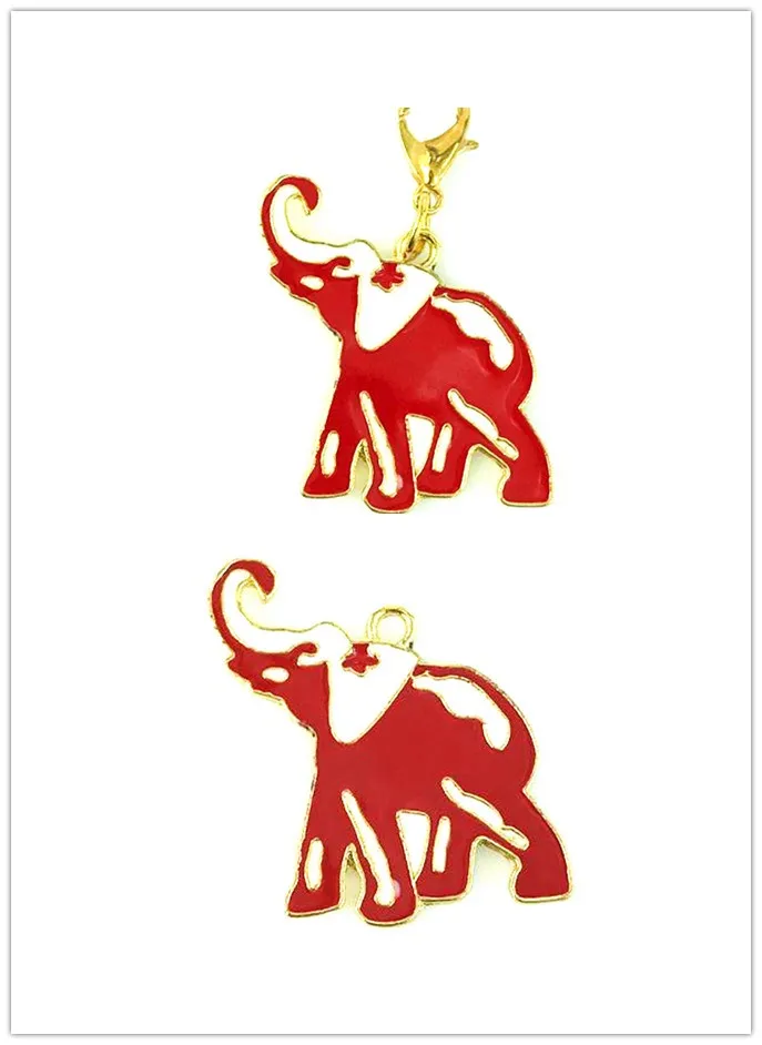 

Red Enamel inlaid metal elephant dangle charm pendant for university society DELTA SIGMA THETA sorority mascot jewelry pendant