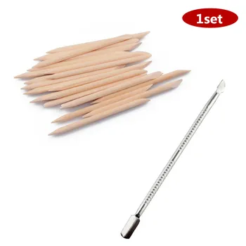 

1pcs / 20pcs Double-end Nail Art Cuticle Remover Stainless Steel Manicure Pedicure Pusher Fork Scissor Trimmer 2-ways Nails Tool