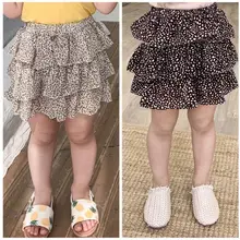 Новая леопардовая юбка с оборками для девочек, Летние шифоновые модные юбки для девочек 1-6 лет, HJ196