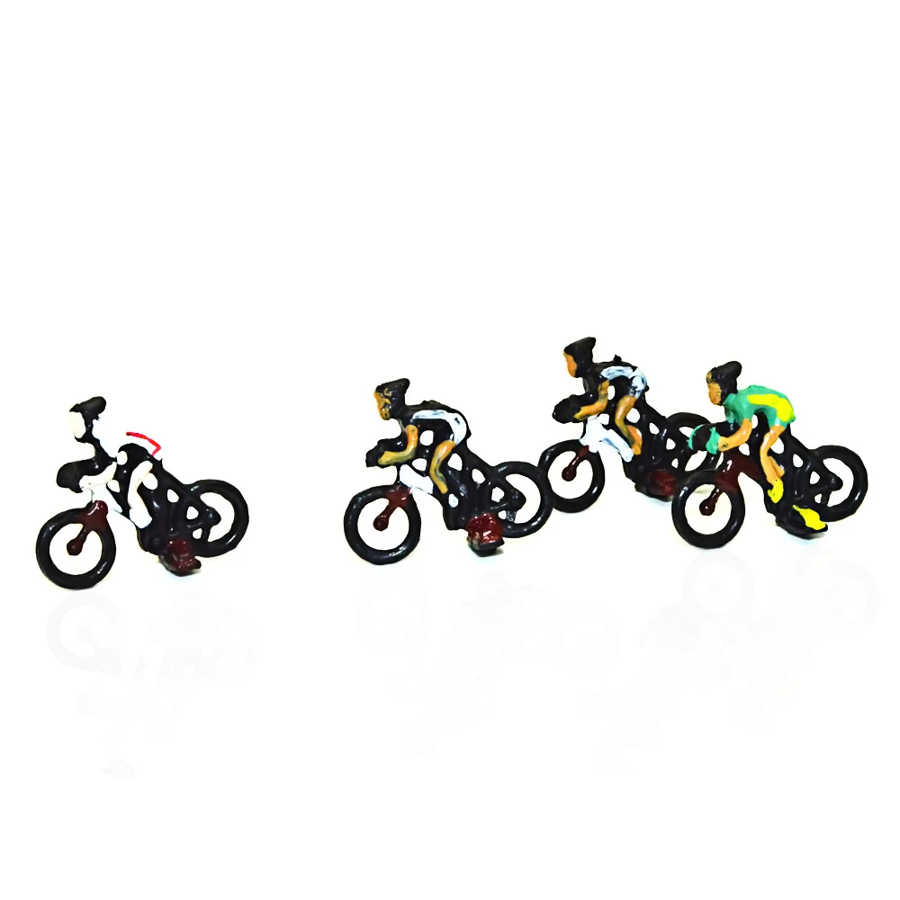 Miniature Painted Cyclist Figures for Diorama and Sand Table Layouts