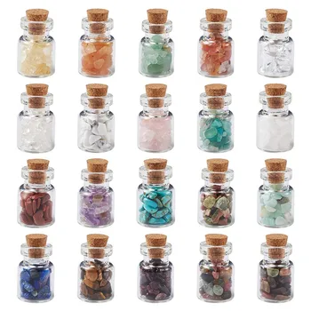 

20pcs/set Natural & Synthetic No Hole/Undrilled Stone Chip Beads Glass Bottles for Jewelry Making Decoration