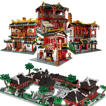 

MOC City Street Ancient Chinese Architecture Model creator expert Kit Building Blocks Educational Kids Toys Brick Gifts