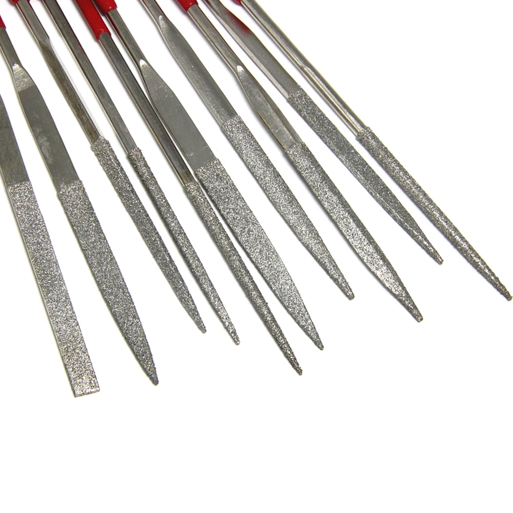 TASP 10pcs 140mm Diamond Needle File Set for Jewelry Metal Wood Ceramic Glass Stone Craft Sharping Working Hand Carving Tool