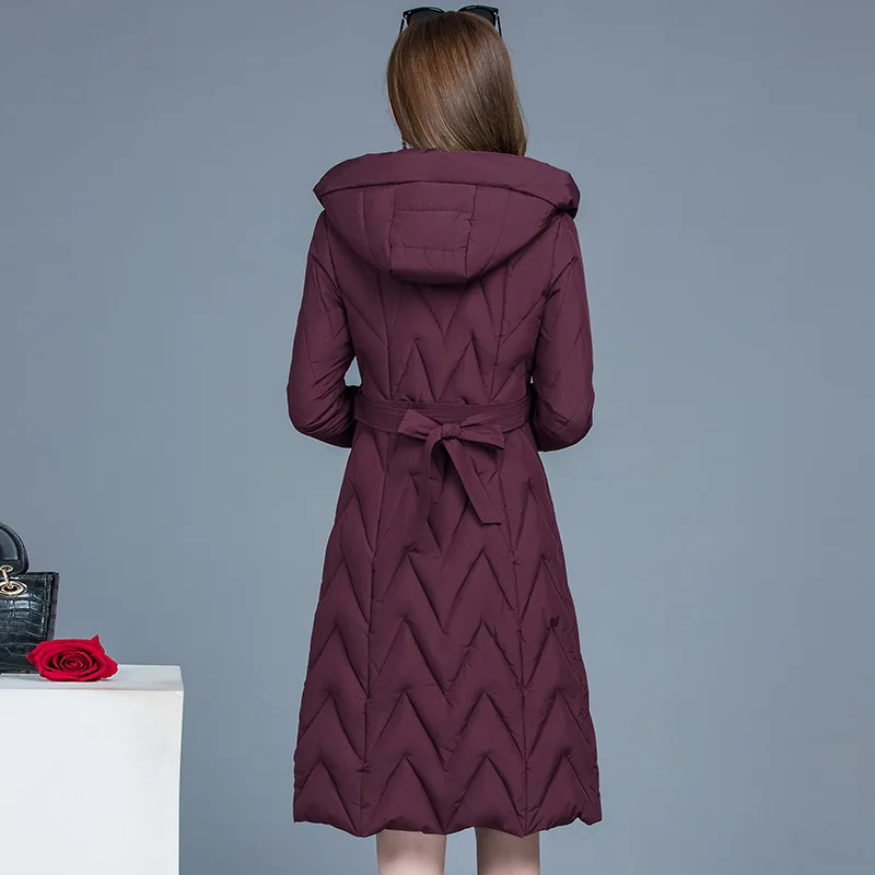 

Hooded Cotton-padded Clothes Women's 2019 Winter New Style Korean-style Fashion Slim Fit Slimming Cotton-padded Jacket Mid-lengt