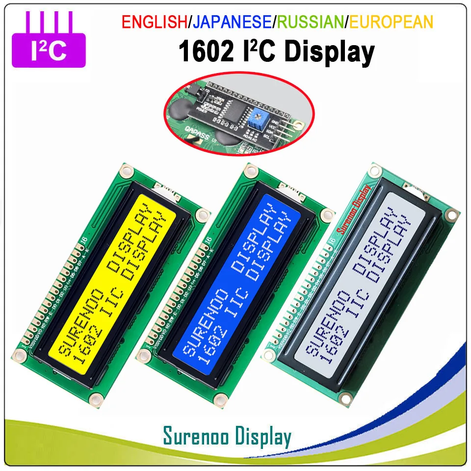 Серийный IIC/I2C/TWI 1602 162 16*2 персональный модуль lcd Дисплей желтый и зеленый цвета синий с Подсветка для Arduino