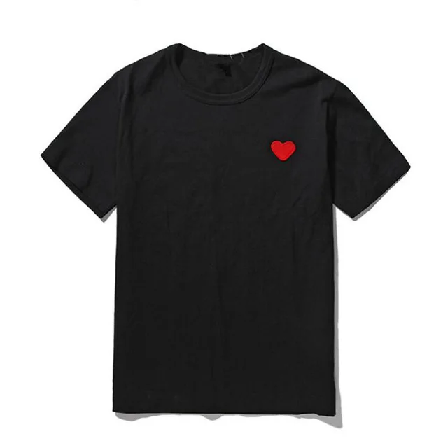 Повседневная Милая футболка с вышивкой «любовь-сердце» Повседневная летняя одежда для мужчин и женщин(глаза) модная пара подходит футболка - Цвет: Черный