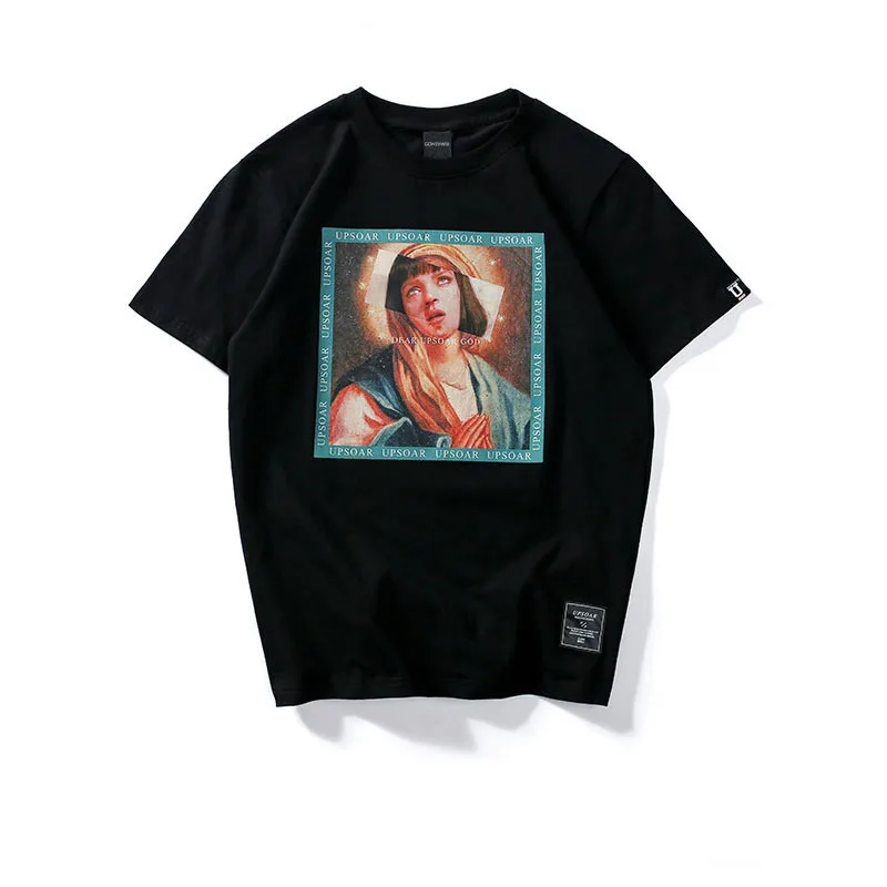 Virgin Mary Men's T-Shirts 2019 Funny Printed Short Sleeve Tshirts Summer Hip Hop T Shirt Casual Cotton Tops Tees Streetwear