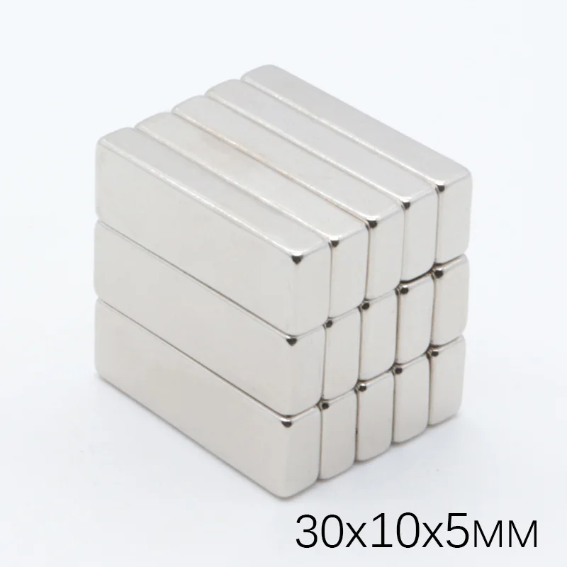 Super Strong Square Cuboid Block Magnet Rare Earth Neodymium 30x10x5 mm No Hole 