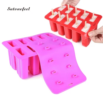 

9/10/12 Holes Popsicle Silicone Mold Ice Cream Tray with Cover Ice Lolly Mold Ice Cube Maker with 100pcs Popsicle Sticks