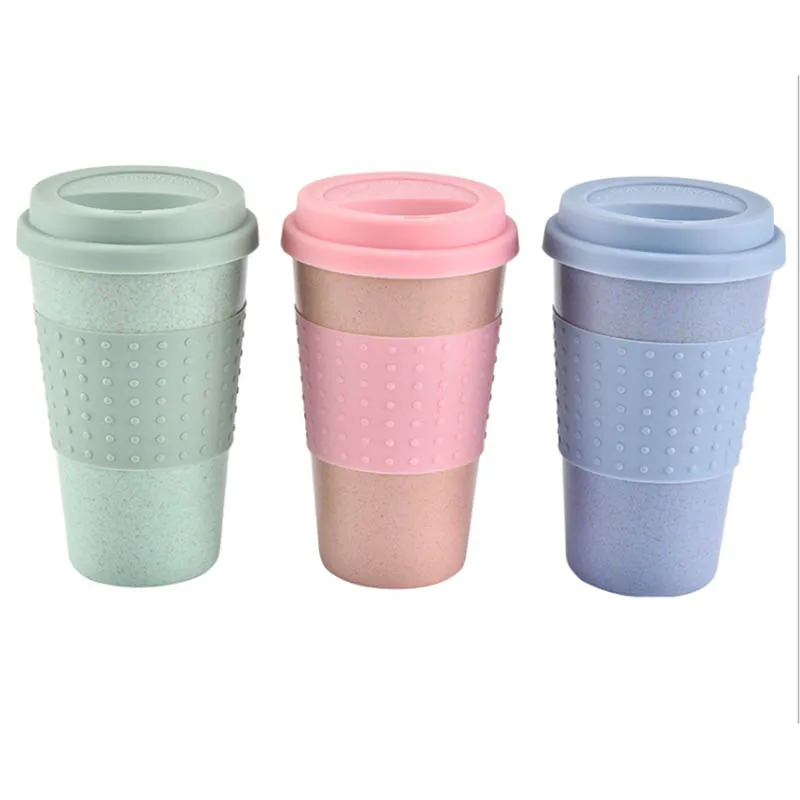Новая пластиковая пшеничная соломенная кофейные кружки для поездок кофейная чашка с крышкой для путешествий легкая в использовании компактная кружка для кемпинга туризма пикника