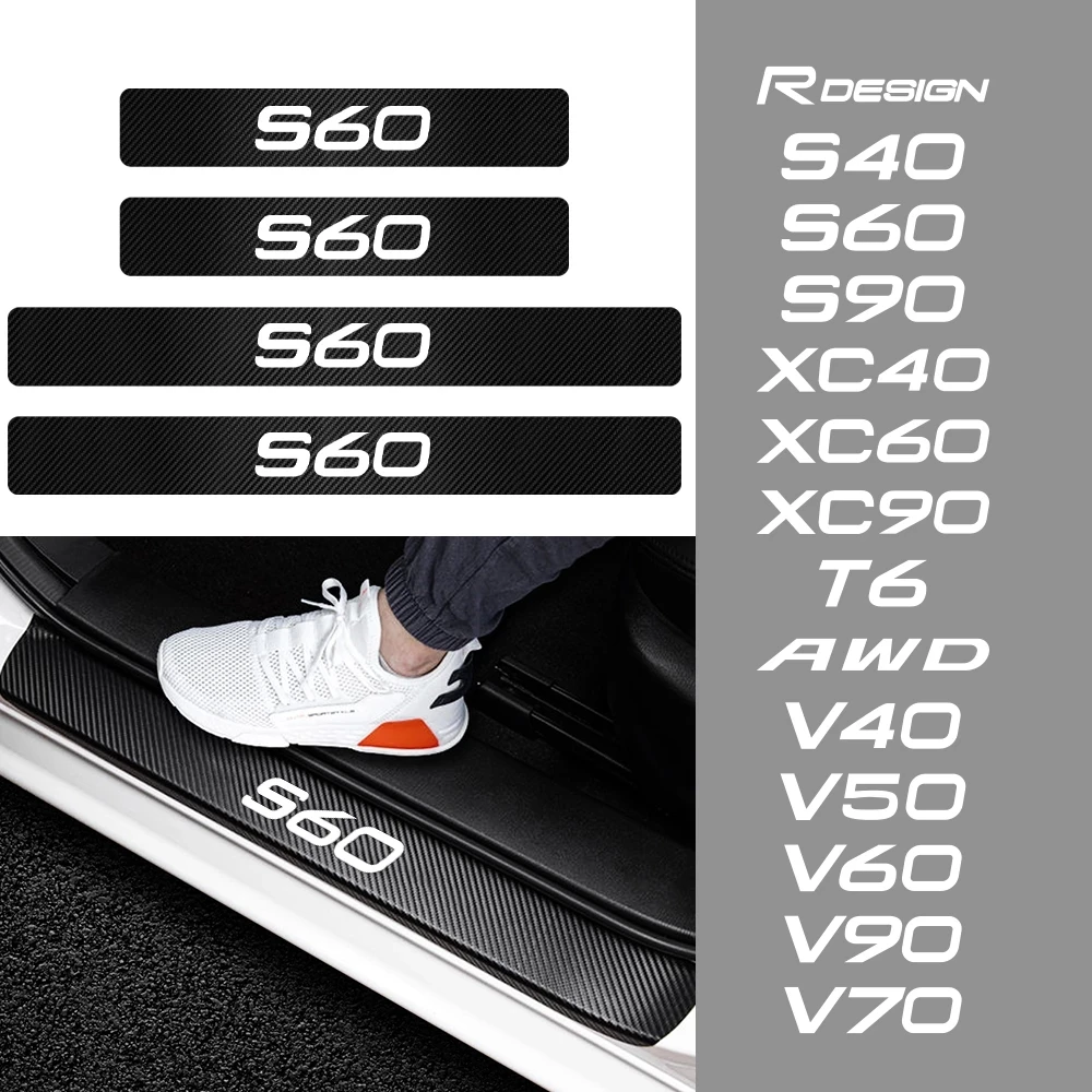 4 шт. защитные наклейки на пороги автомобиля Volvo Rdesign T6 AWD S40 S60 S90 XC40 XC 60 XC90 V40 |