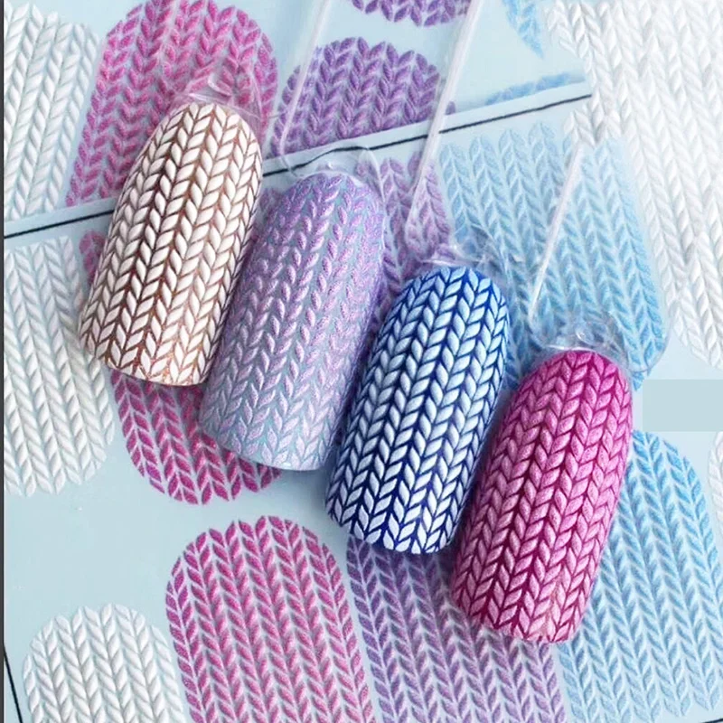  3D Acrylic Engraved Nail Sticker Winter Sweater Charm desgin Water Decals Empaistic Nail Water Slid