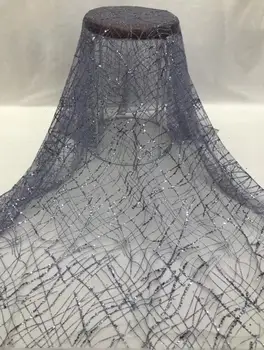 

yaking-123610 beaded glued glitter sequins lace fabric Hot selling African French net tulle Lace Fabric for party