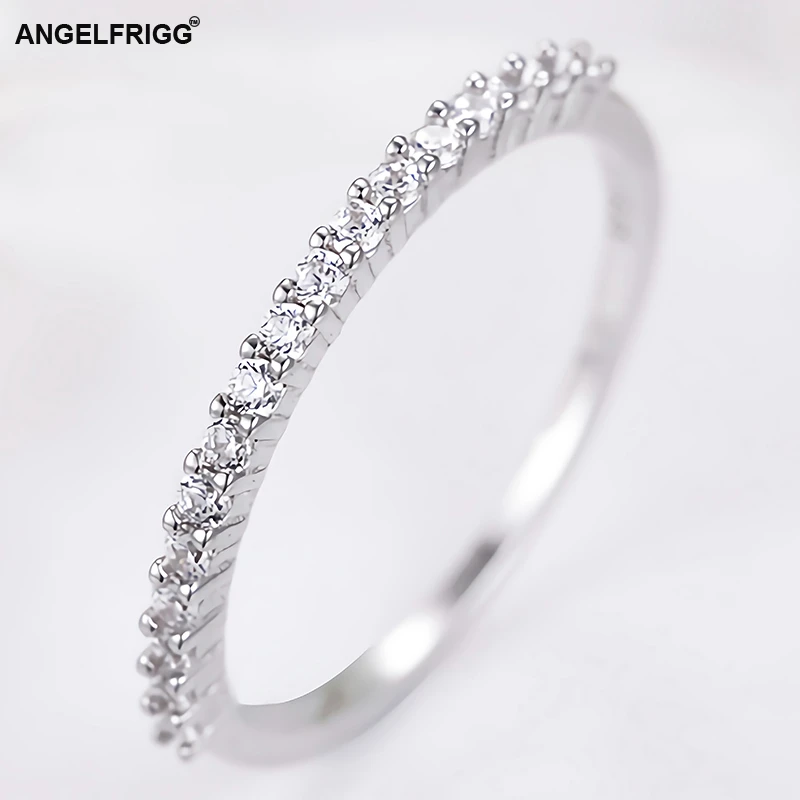 Женские Классические кольца ANGELFRIGG из стерлингового серебра 925 пробы с прозрачным