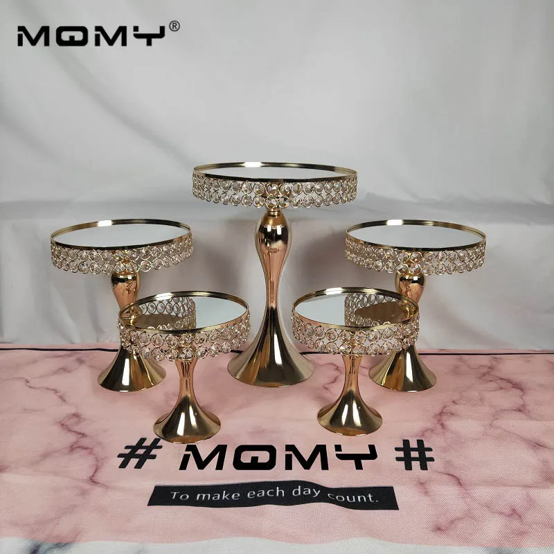 5pcs gold Зеркальный 2/3 ярусов, подставка для торта, металлическая подставка для кекса, инструменты для десерта, аксессуары для конфет, вечерние, свадебные формы для выпечки - Цвет: 5pcs gold