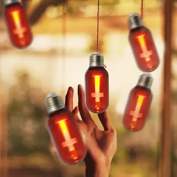 

LED Bulb E27 220V Red Flame Peaceful Mind Light Cross Jesus Church Bulb Cathedral Bar Pray Hotel Square Decorative Lamp