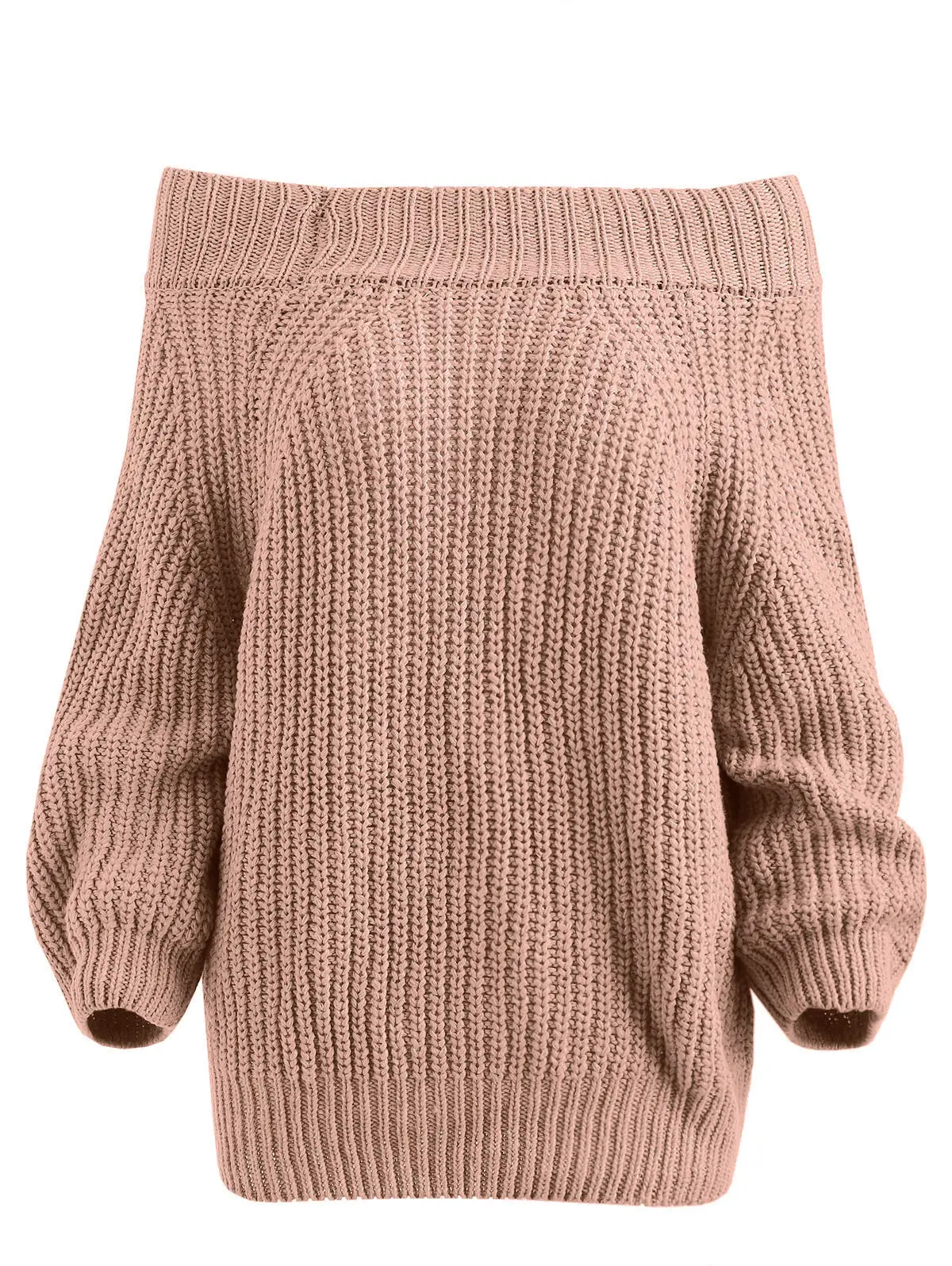 ROSEGAL простой женский свитер с открытыми плечами, рукав реглан, повседневные однотонные свитера, сексуальная женская одежда, пуловеры, Осень-зима - Цвет: Light Brown