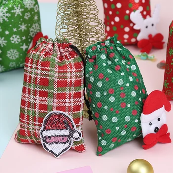 

1PC Coin Purse Kids Christmas Gift Candy Drawstring Bag Santa Claus Packing Bag Kids Money Pocket Drawstring Storage Wallet Gift
