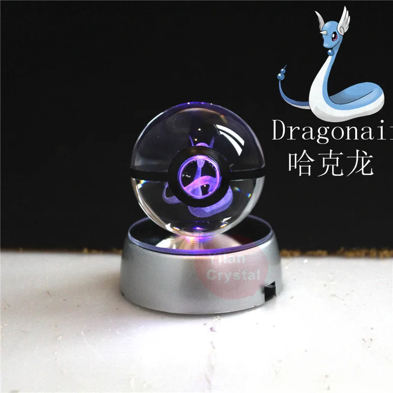 Стиль Pokemon Ball с гравировкой хрустальный шар для подарка с Led светильник - Цвет: dragonair