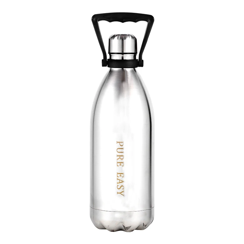silver Big thermal insulation water bottle creative brand design Stainless steel BPA free healthy Vacuum Thermos cola bottle 1500ml - Цвет: silver