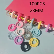 Anneau de reliure en plastique insérable 28mm, boucle de reliure, accessoires de reliure pour carnet de notes à trou champignon, CD de stockage, 100 pièces