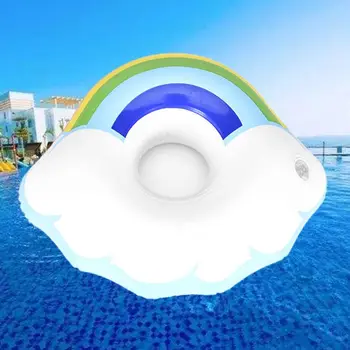 

Inflatable Water Floating Drink Cup Holder Rainbow Cloud Phone Seat Beach Swimming Floating Coaster R7RB