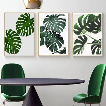 

Scandinavian Style Poster Canvas Painting Monstera Leaves Photo Wall Pictures for Living Room Nordic Decoration Home Art