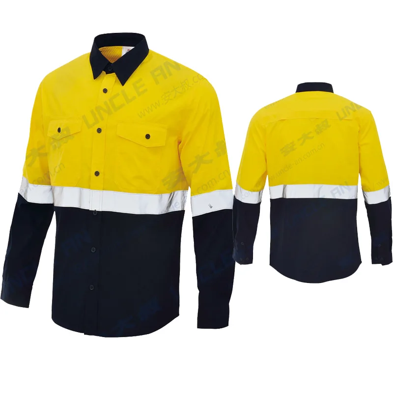 Two Tone High Visibility Shirt for Men Reflective Hi Vis Work Safety Shirt