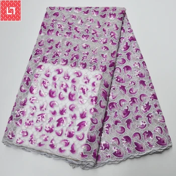 

CS-2020 with Sequins embroidery Latest African Lace High Quality African French net Tulle Lace Fabric For African Wedding