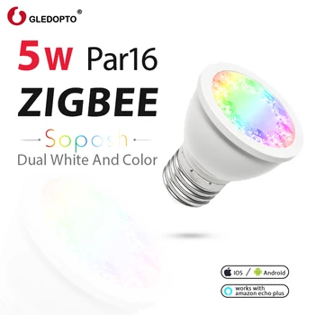 

5W par16 E27/e26 bulb zigbee smart home rgb+cct Spotlight work with amazon ECHO plus smartThings hub white 2700-6500K