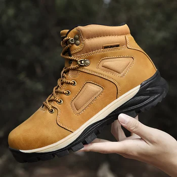 

Men Boots Men's Lace Up Low Top Work Shoes Male Outdoor Ankle Boots Comfy Designer Elastic brand Footwear Men Casual Shoes