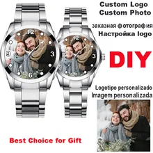 

Lovers Custom Photo Watch DIY Image Logo Quartz Watches Print Picture On Metal Watch Dial Creative Clock Unique Gift For Couples